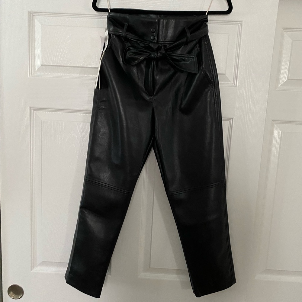 NWT Aritzia Wilfred Black Leather Pants size 2
